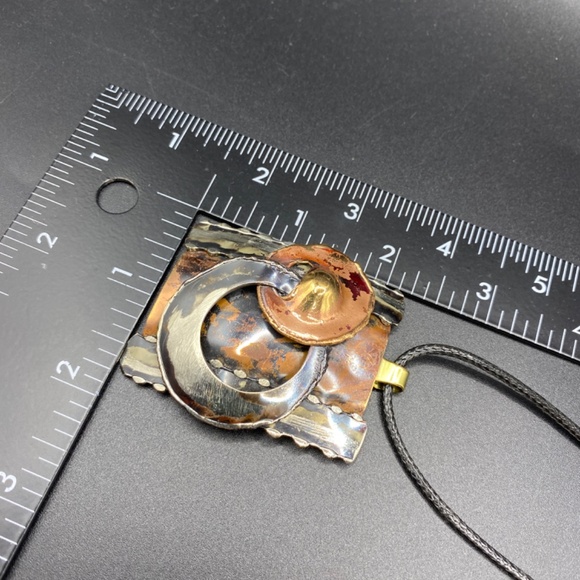 Artisan Mixed Metals Geometric Modernist South African Ndebele Brass Copper - Picture 4 of 11